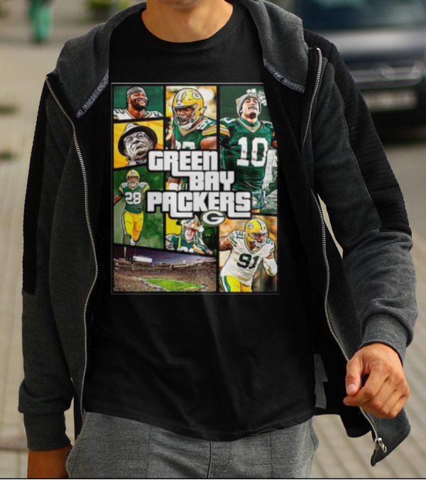 Green Bay Packers Players Collage Grand Theft Auto T-Shirt