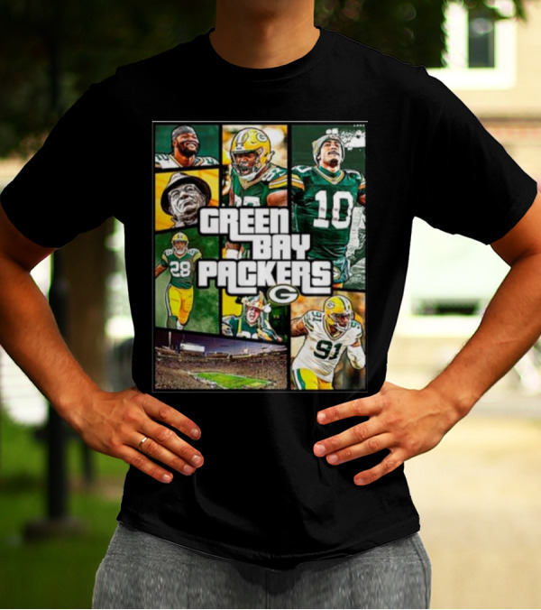 Green Bay Packers Players Collage Grand Theft Auto T-Shirt