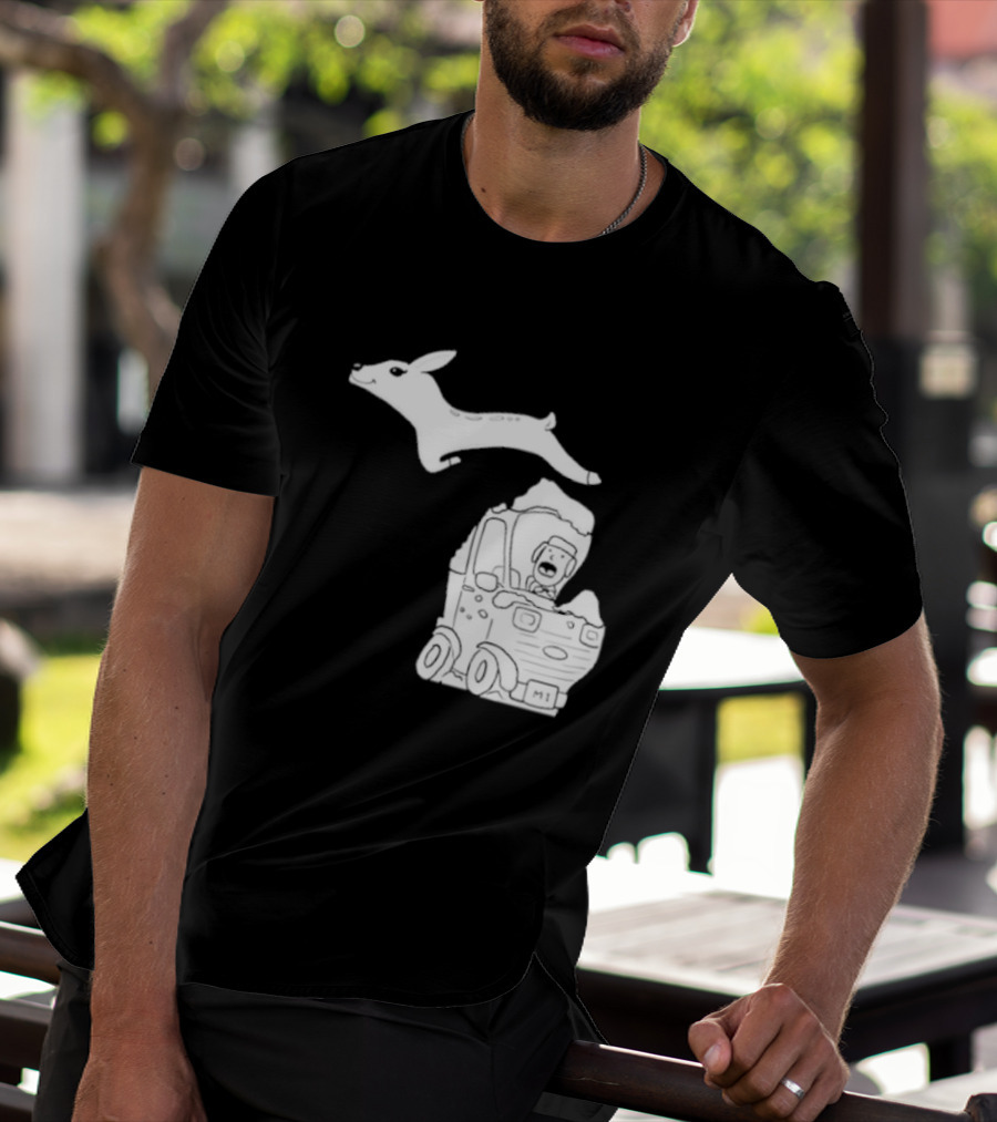 Michigan M1 Deer Leap Over Car T-Shirt