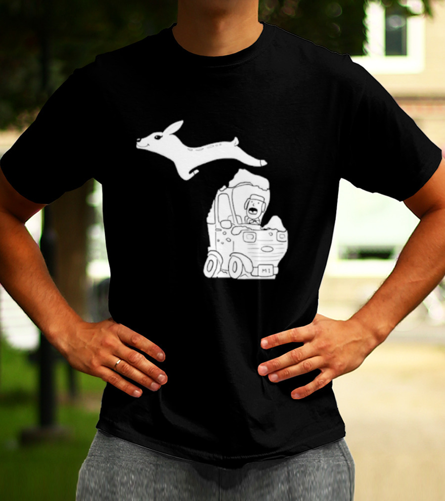 Michigan M1 Deer Leap Over Car T-Shirt