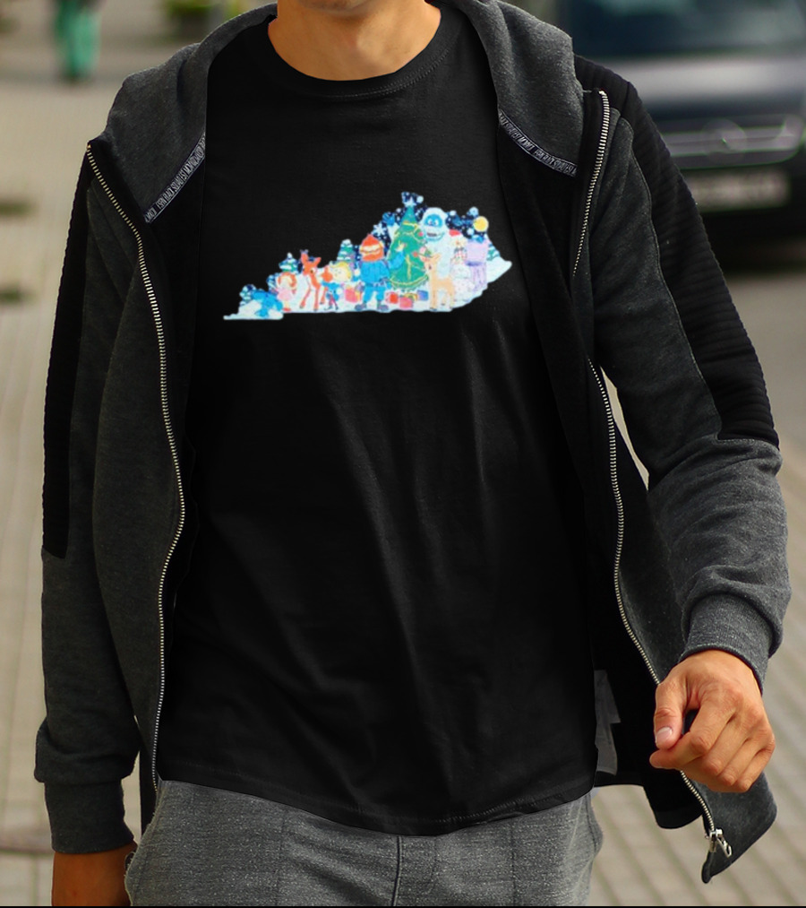 Misfit Kentuckians Christmas Characters Kentucky Map T-Shirt