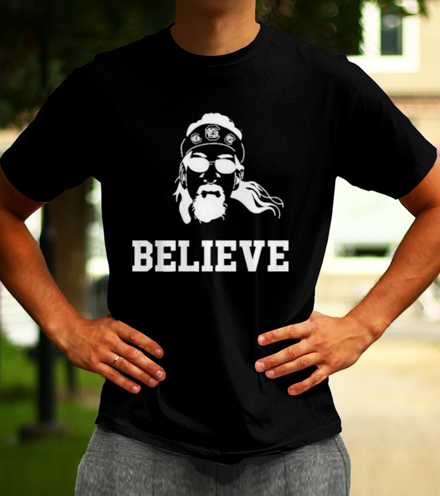Gamecock Jesus Believe Sunglasses Headband T-Shirt