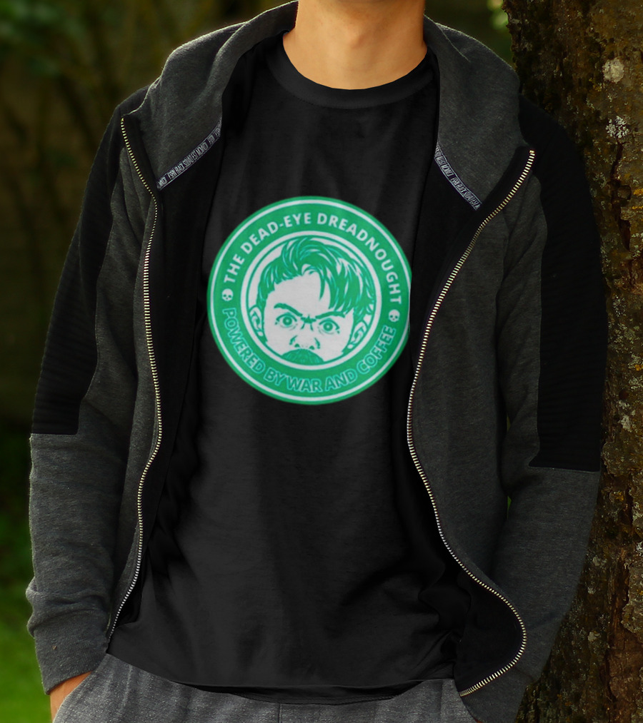 The Dead-Eye Dreadnought Powered By War And Coffee Iconic Emblem T-Shirt