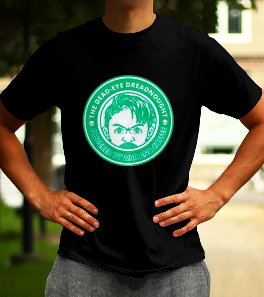 The Dead-Eye Dreadnought Powered By War And Coffee Iconic Emblem T-Shirt