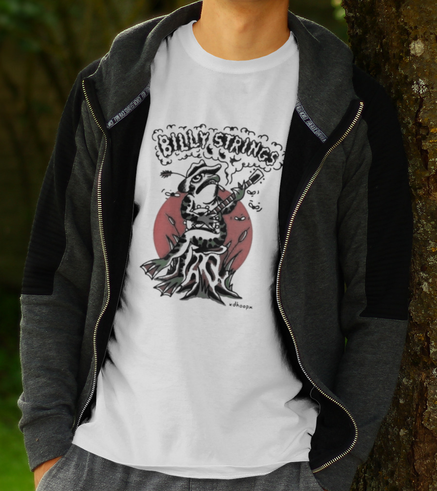 Billy Strings Frog With Guitar And Red Background By V.dhoopn T-Shirt