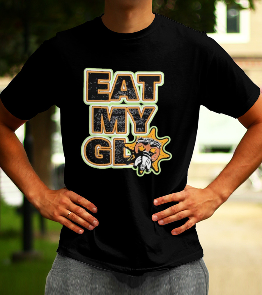 EAT MY GLO Sun Cartoon Eating Globe T-Shirt