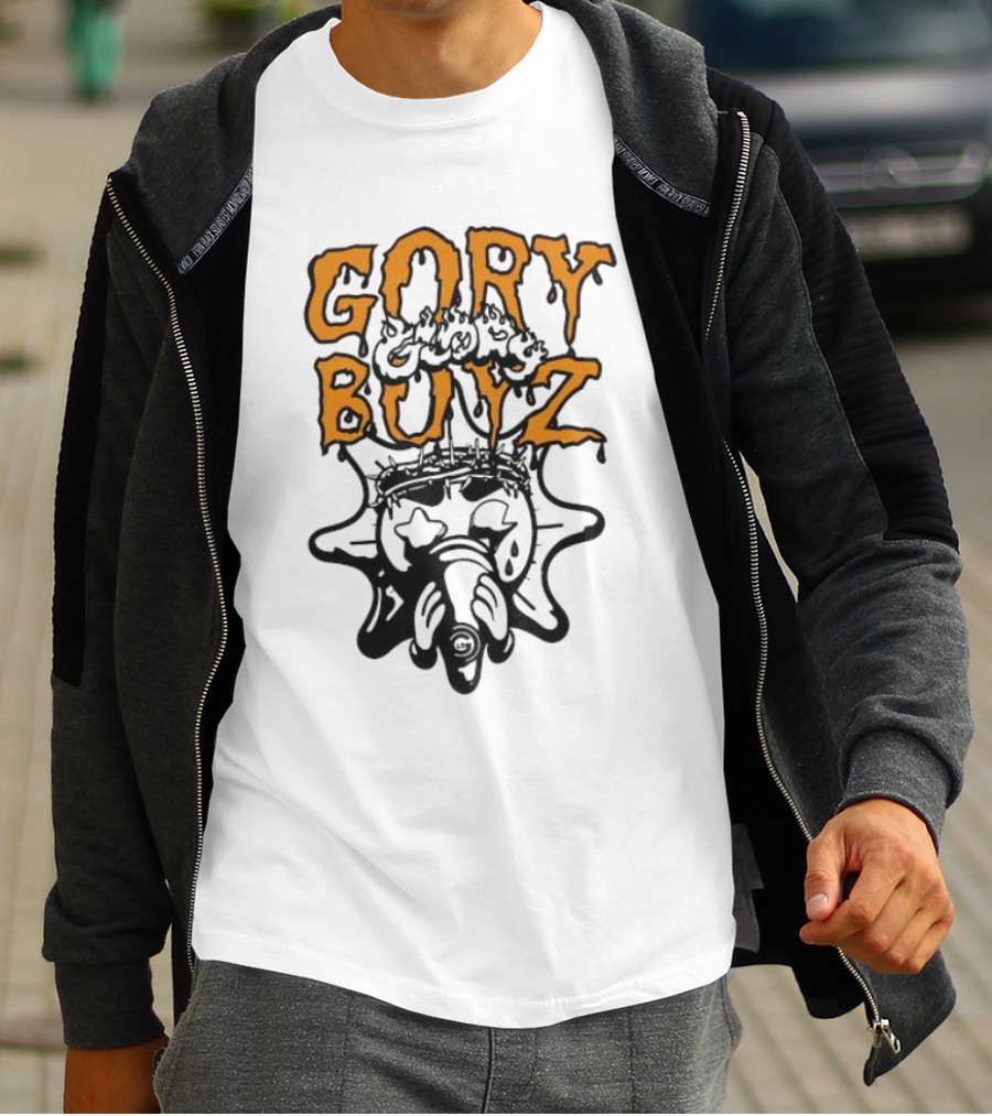 Glory Boyz Gory Boyz Glo Gang Dripping Horror Font Sun T-Shirt