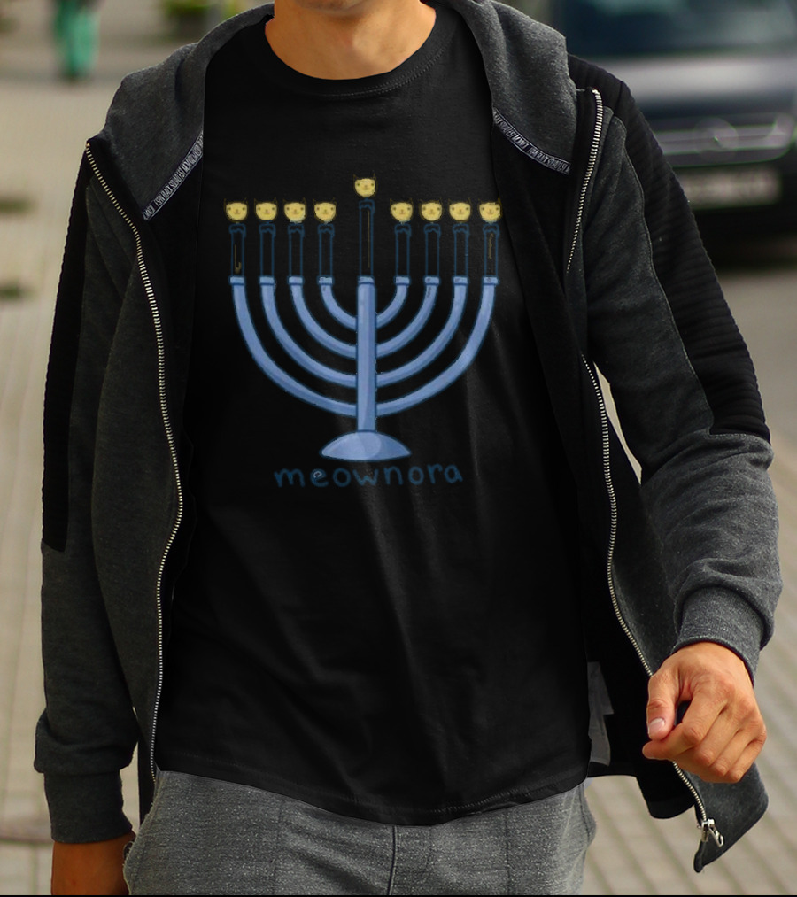Meownora Cat Menorah Hanukkah Candles T-Shirt