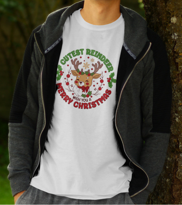 Cutest Reindeer Wish You A Merry Christmas T-Shirt