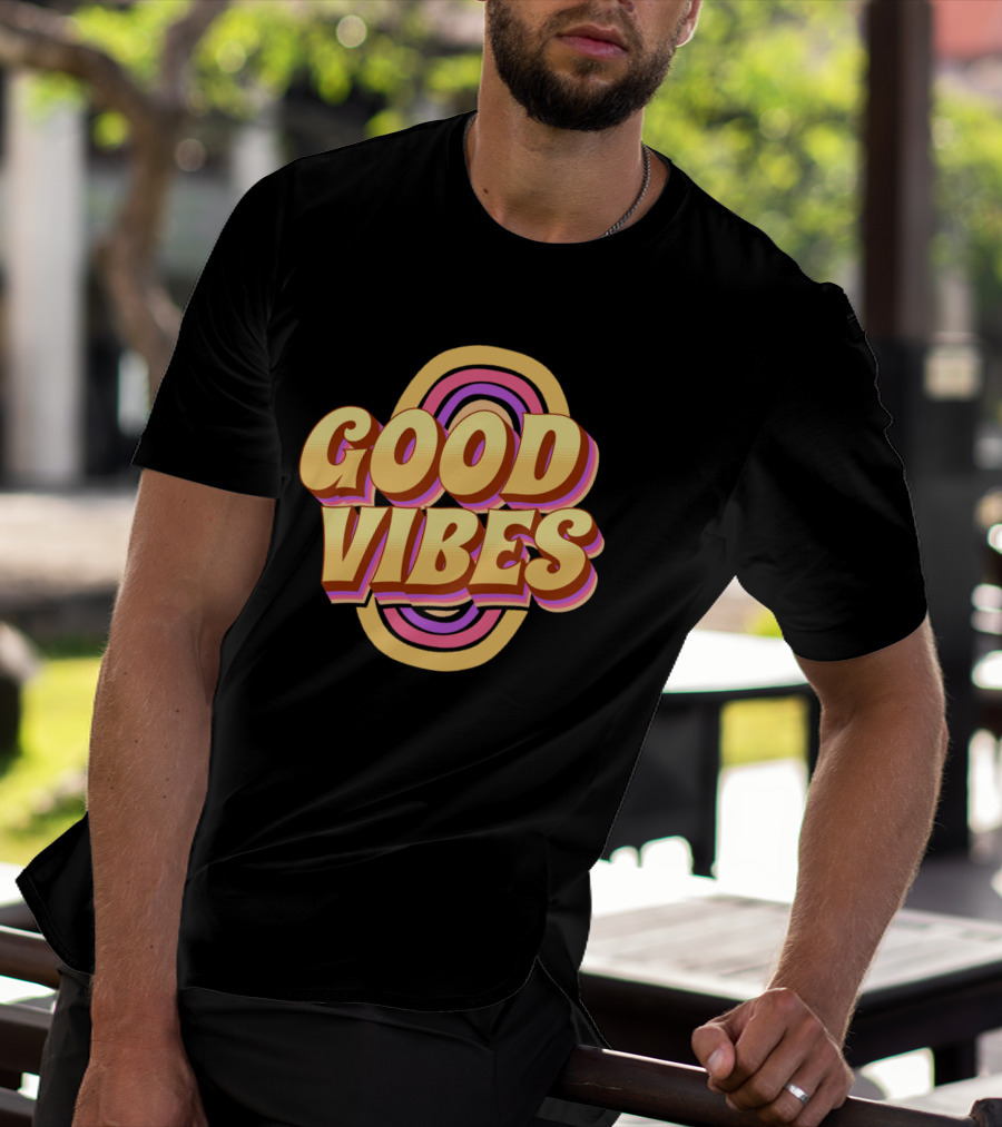 Good Vibes Retro Typography Colorful 70s T-Shirt