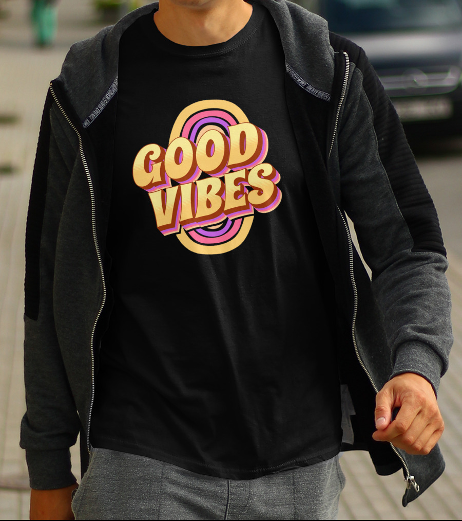 Good Vibes Retro Typography Colorful 70s T-Shirt