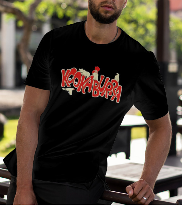 Kookaburra Band Logo With Animals In Red And White T-Shirt