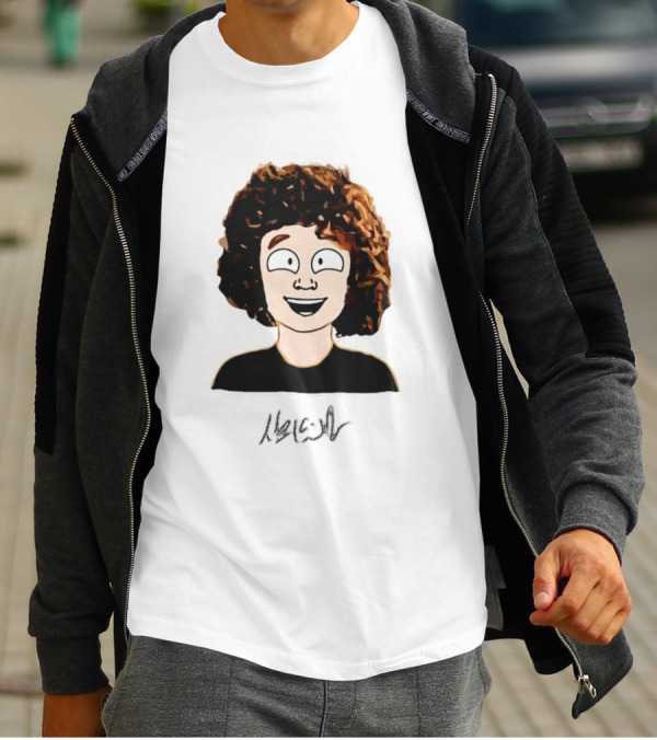 Nelson Neumann Cartoon Signature Smiling Curly-Haired Character T-Shirt