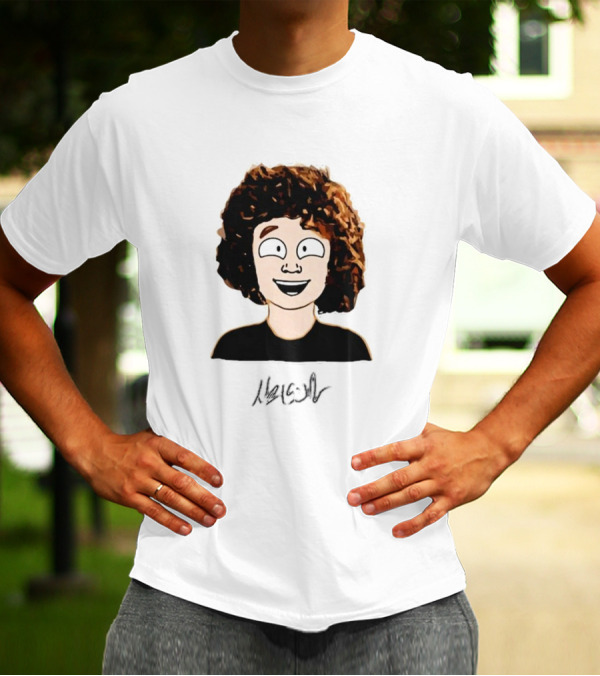 Nelson Neumann Cartoon Signature Smiling Curly-Haired Character T-Shirt