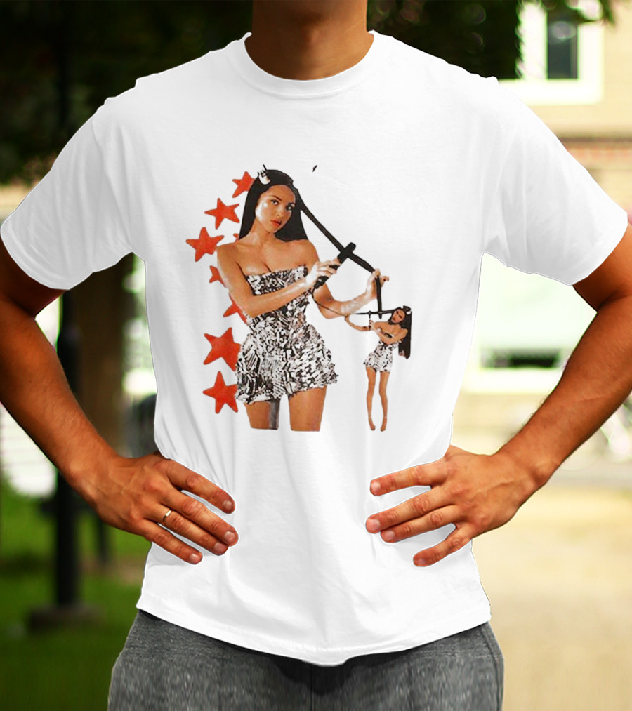 Olivia Rodrigo Black And White Star Dress With Red Stars Motif T-Shirt