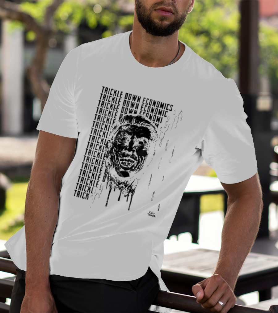 Punkwithacamera Trickle Down Economics Repeated Typography Dripping Face T-Shirt