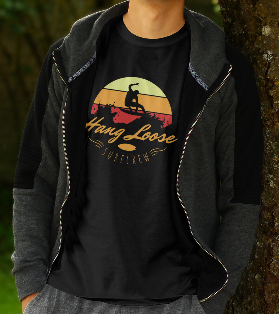 Hang Loose Surfcrew Sunset Surfing T-Shirt