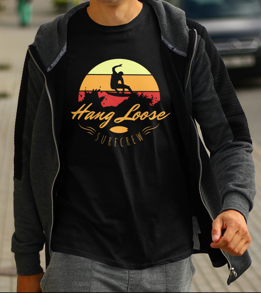 Hang Loose Surfcrew Sunset Surfing T-Shirt