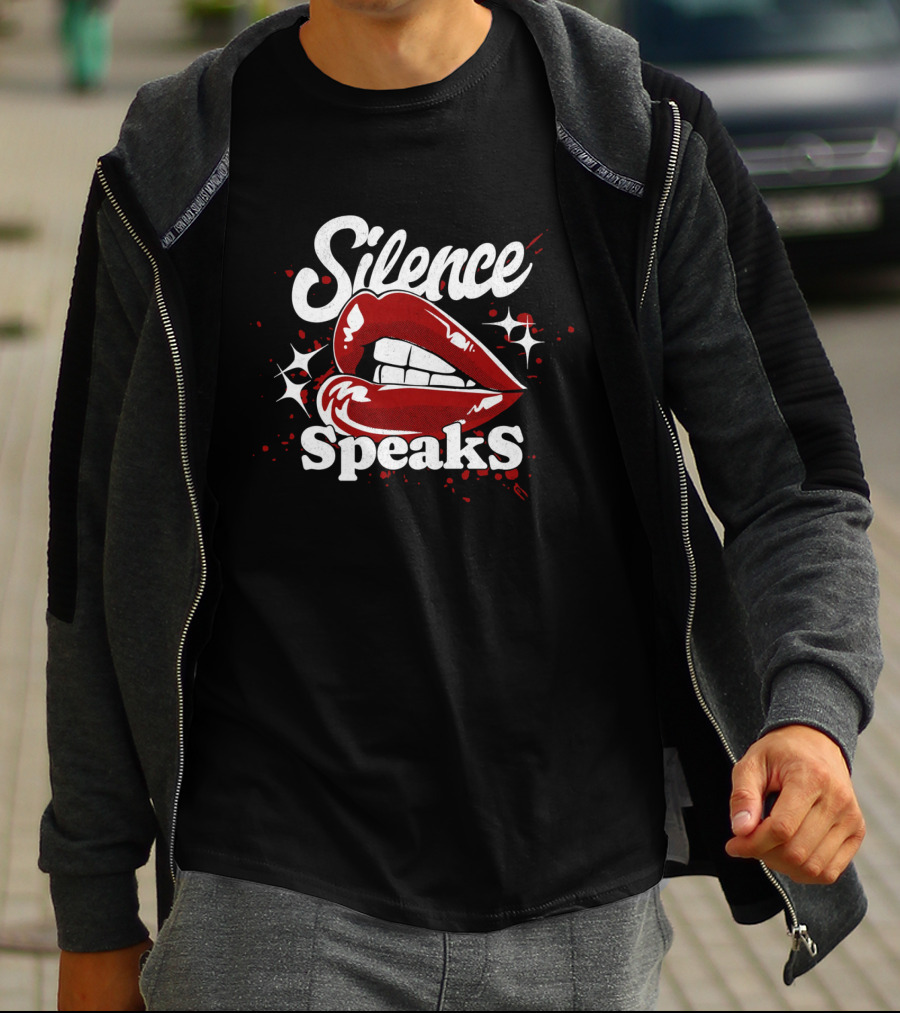 Silence Speaks Bold Red Lips And Sparkles T-Shirt