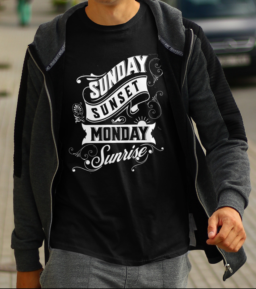 Sunday Sunset Monday Sunrise Vintage Filigree T-Shirt