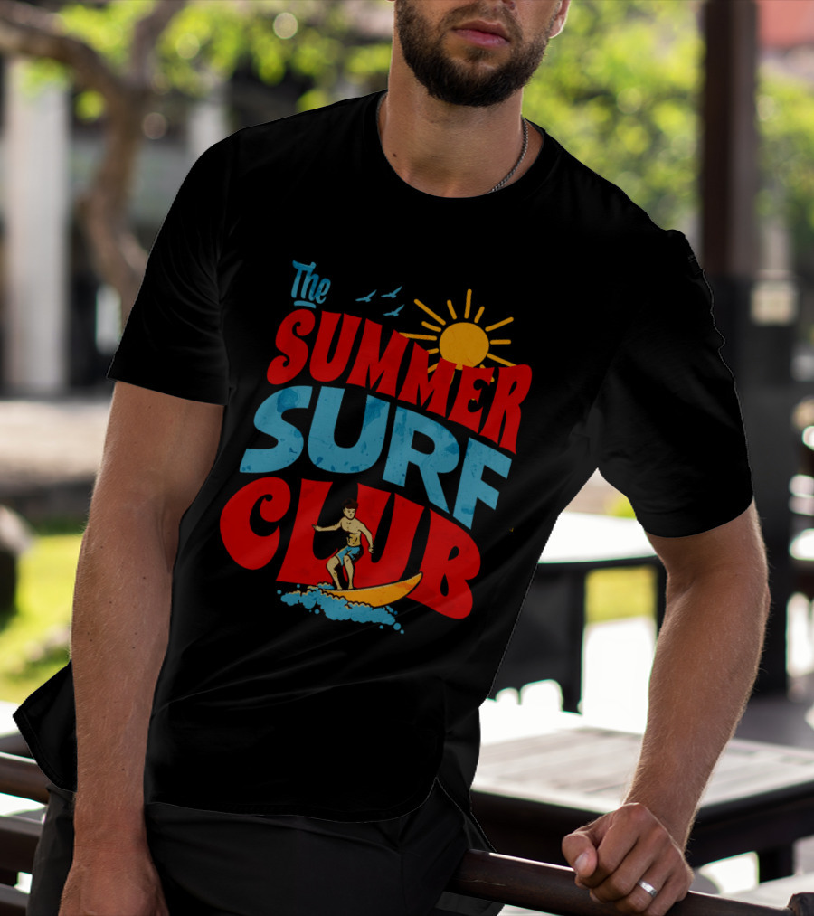 The Summer Surf Club Sun Surfing Retro Typography T-Shirt