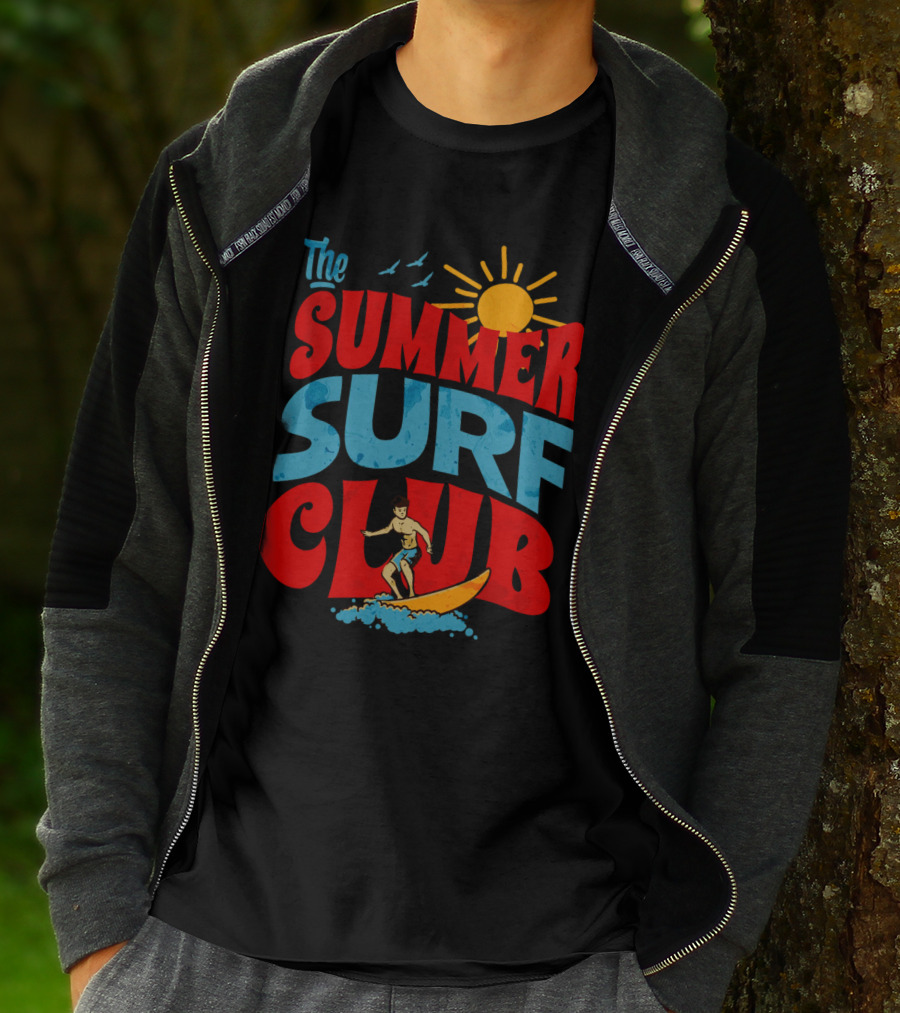 The Summer Surf Club Sun Surfing Retro Typography T-Shirt