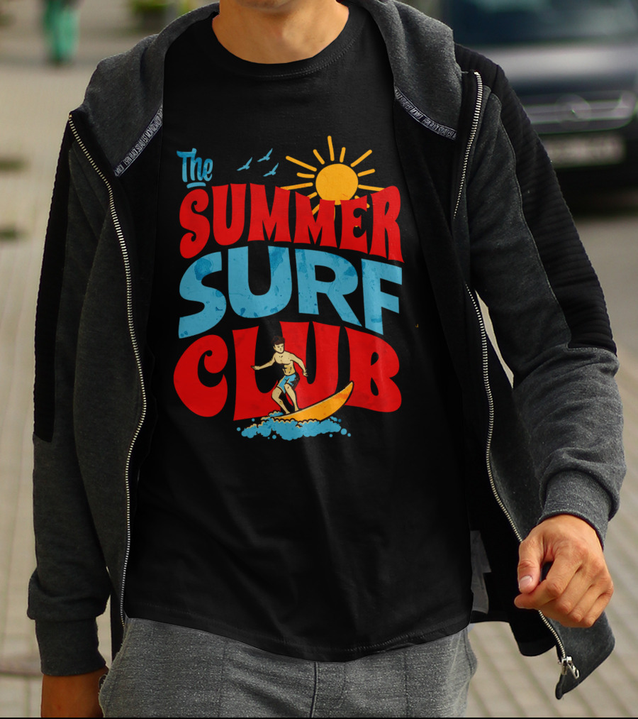 The Summer Surf Club Sun Surfing Retro Typography T-Shirt