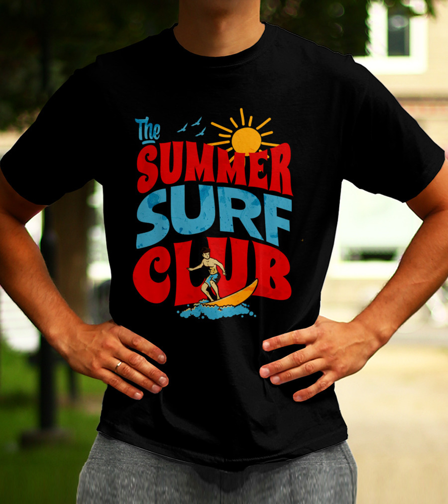 The Summer Surf Club Sun Surfing Retro Typography T-Shirt