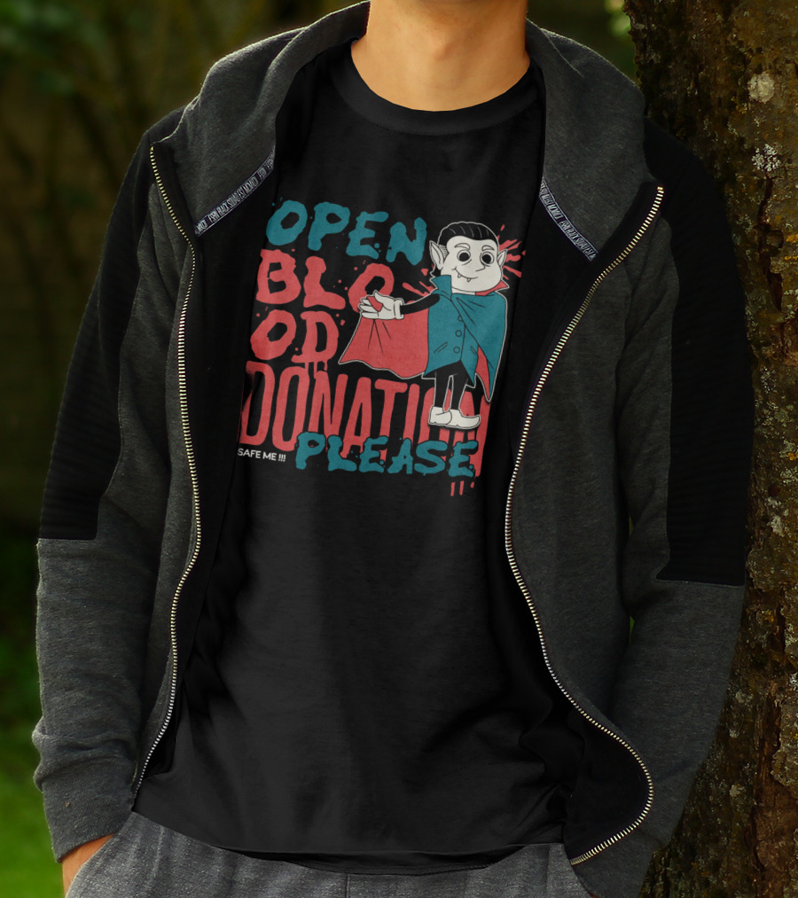 Open Blood Donation Please Safe Me Vampire T-Shirt
