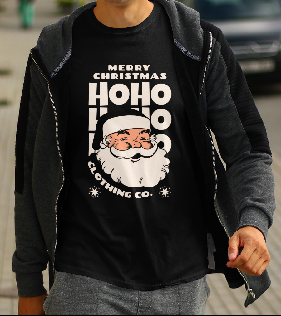 Merry Christmas Ho Ho Ho Santa Claus Clothing Co T-Shirt