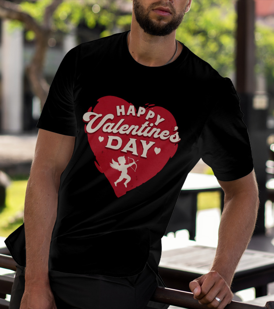 Happy Valentine's Day Cupid Heart With Arrow T-Shirt