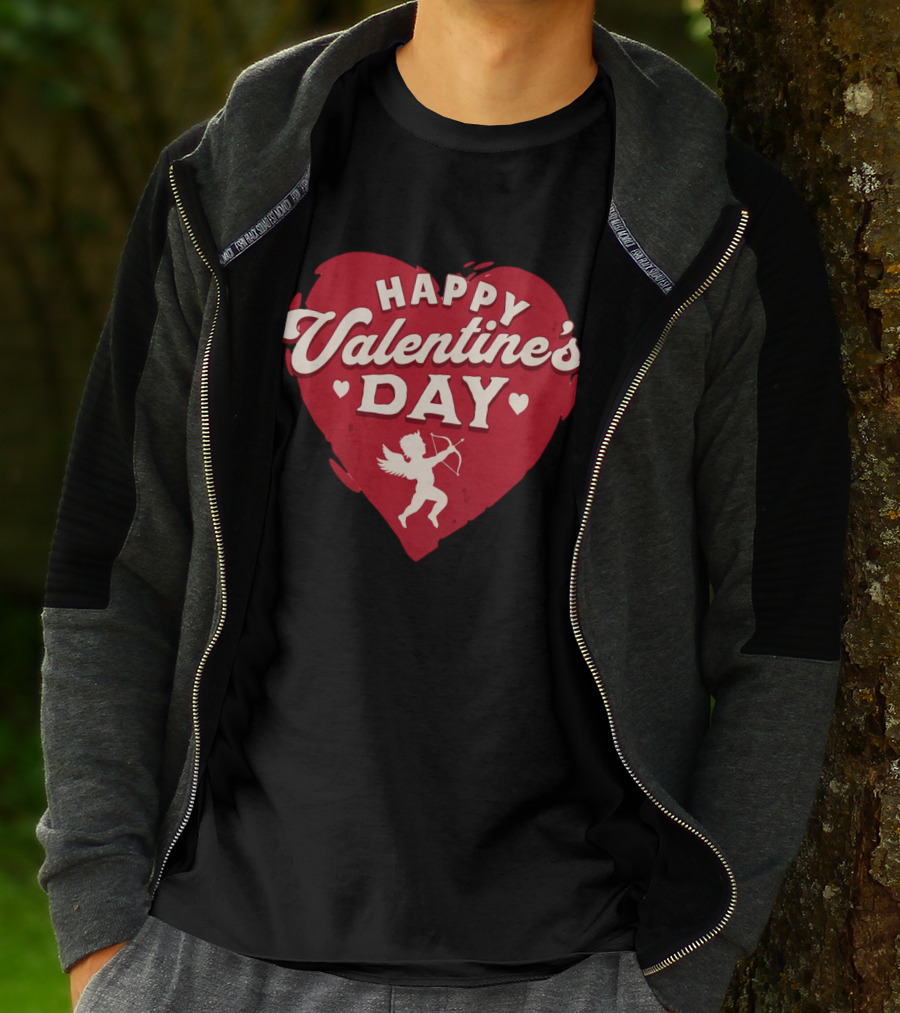 Happy Valentine's Day Cupid Heart With Arrow T-Shirt