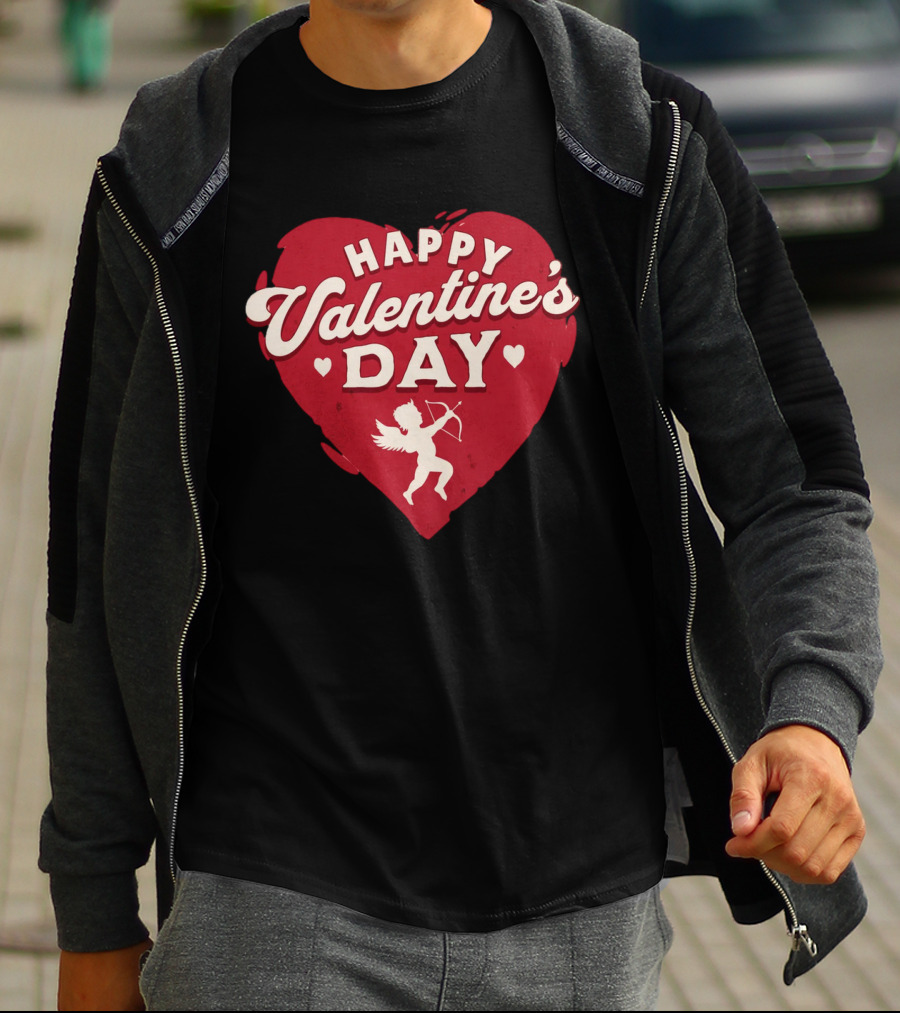 Happy Valentine's Day Cupid Heart With Arrow T-Shirt