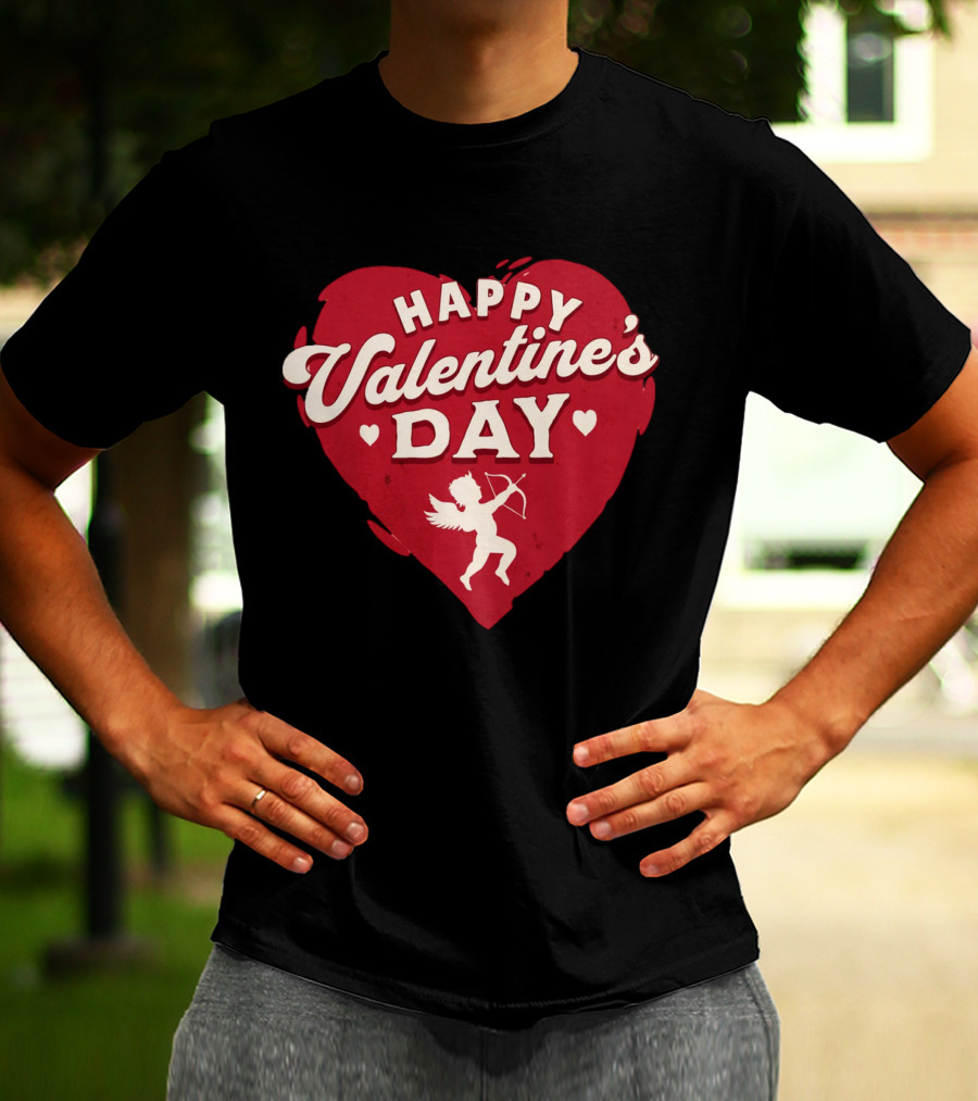 Happy Valentine's Day Cupid Heart With Arrow T-Shirt