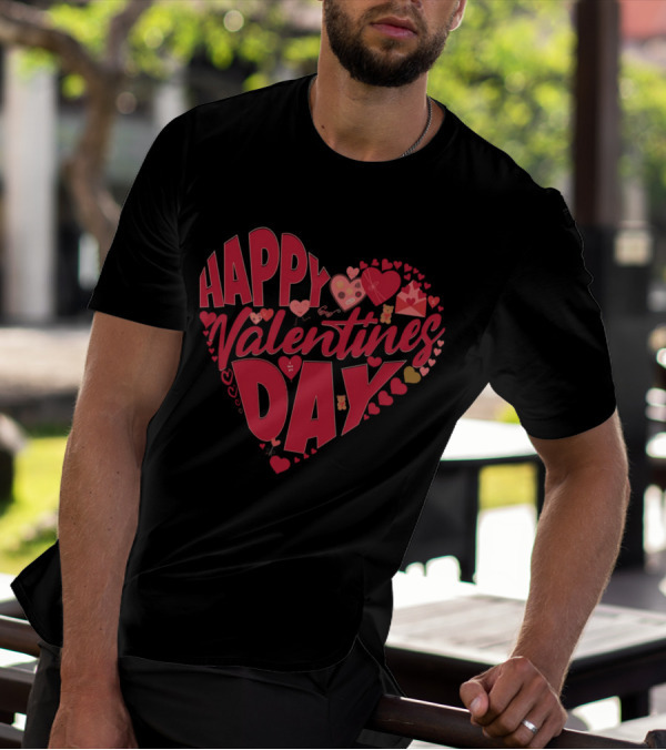 Happy Valentines Day Heart With Cute Bears And Red Hearts T-Shirt
