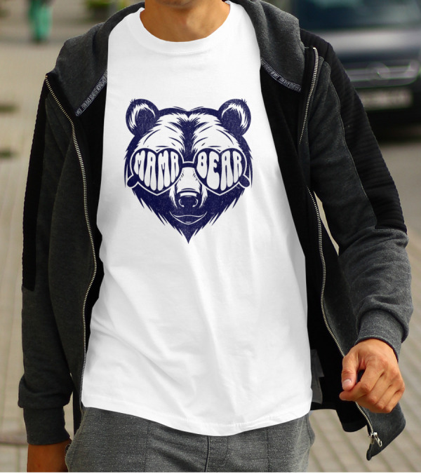 Mama Bear Sunglasses Bold Lettering Bear Head T-Shirt