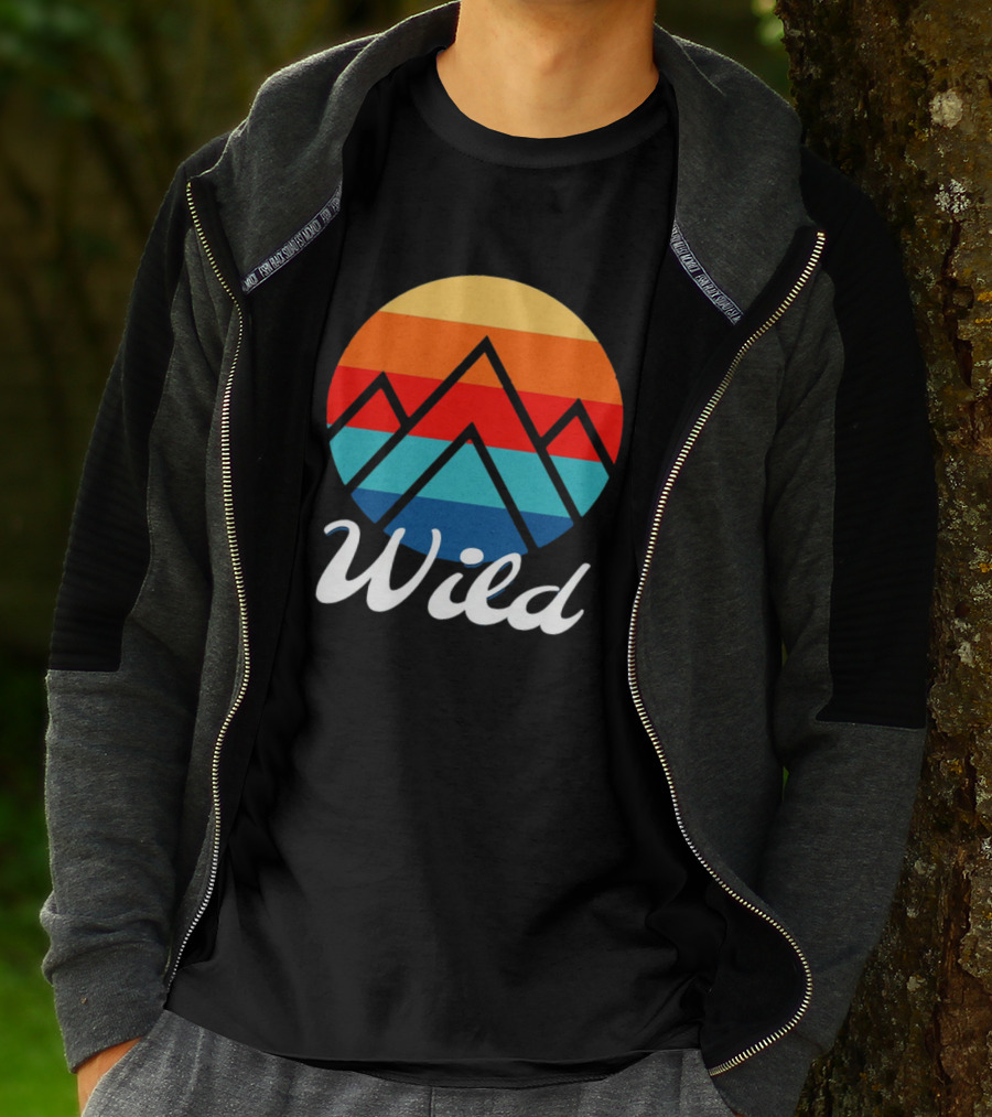 Wild Minimalistic Mountains Retro Circle Stripes T-Shirt