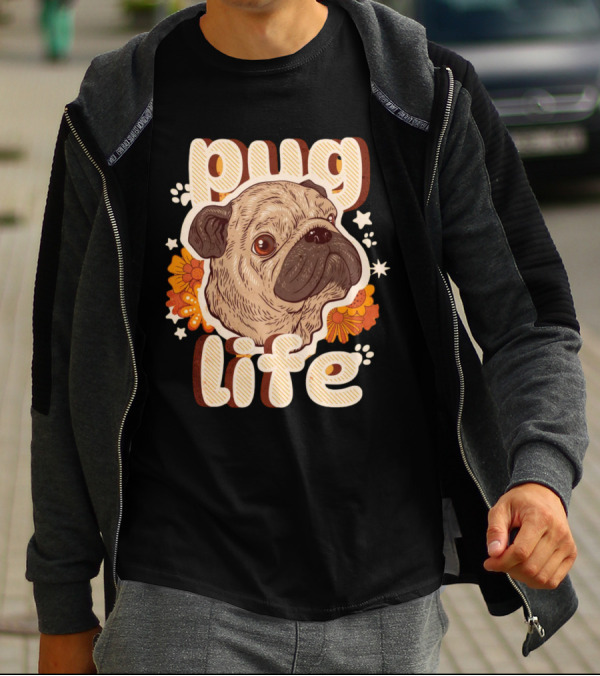 Pug Life Retro Floral T-Shirt