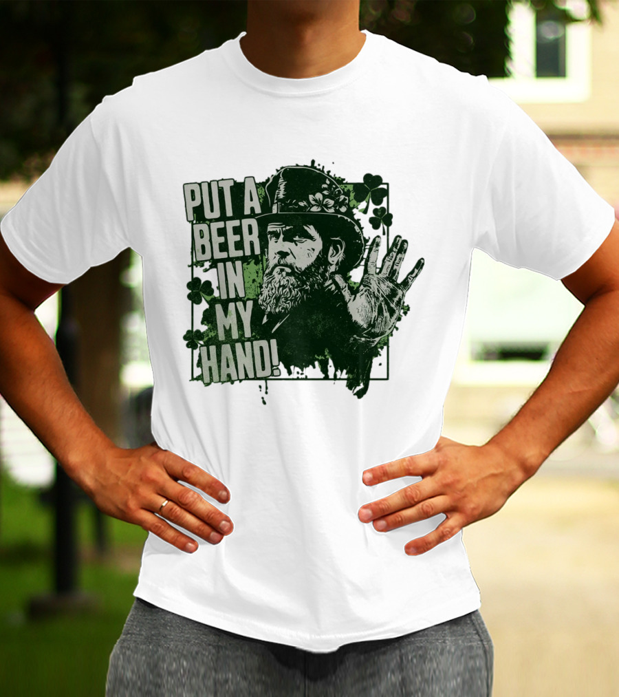 Put A Beer In My Hand St. Patrick's Day Shamrock Gentleman T-Shirt