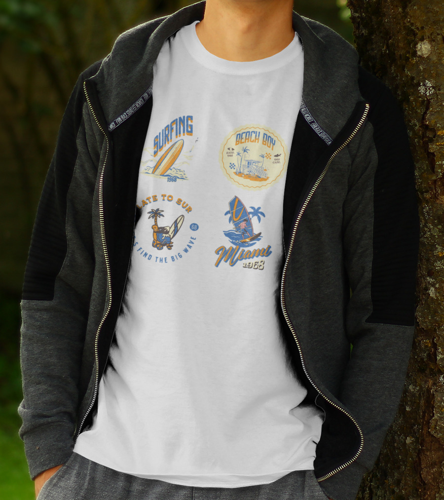 Surfing Beach Boy Miami 1968 Late To Surf Club T-Shirt