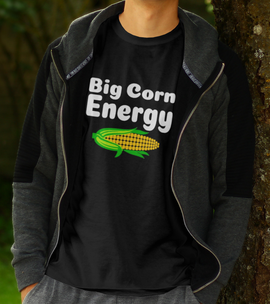 Big Corn Energy Bold Text And Bright Corn T-Shirt