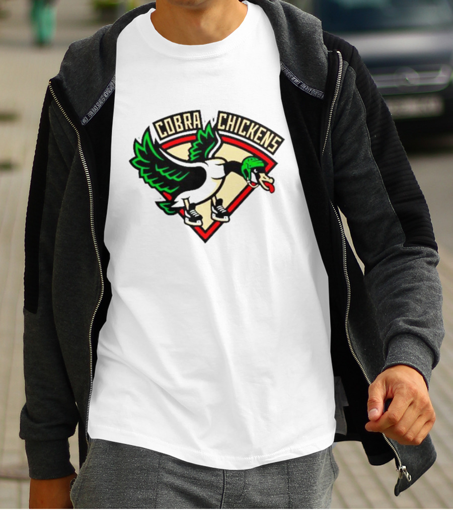 Cobra Chickens Sports Team Logo Hockey-Inspired Goose T-Shirt