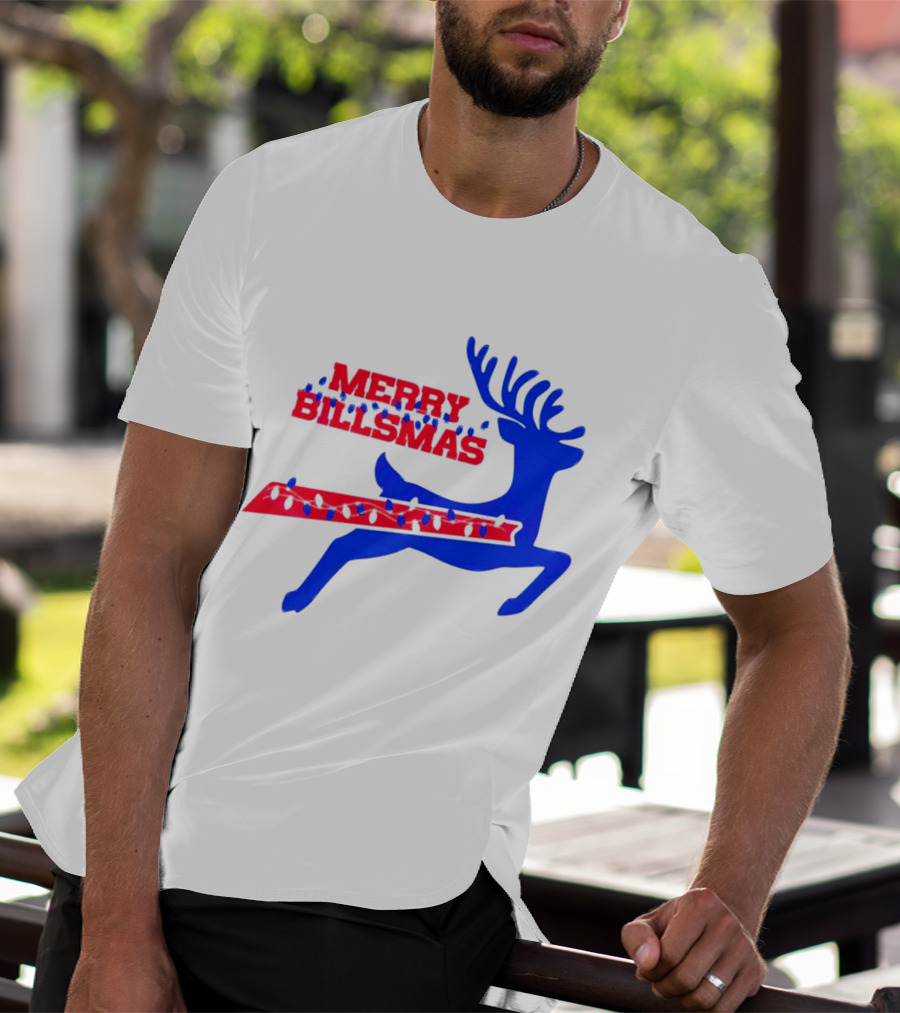Merry Billsmas Reindeer Xmas Lights Buffalo T-Shirt