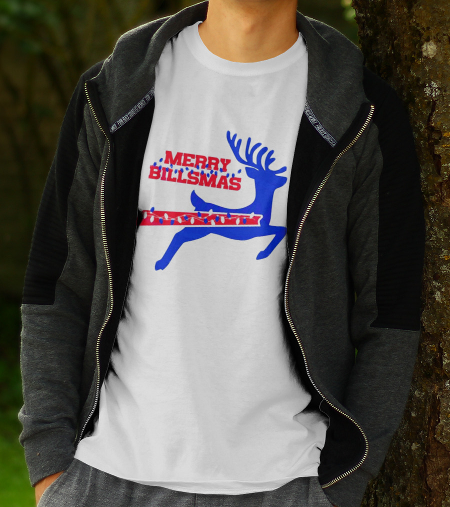 Merry Billsmas Reindeer Xmas Lights Buffalo T-Shirt
