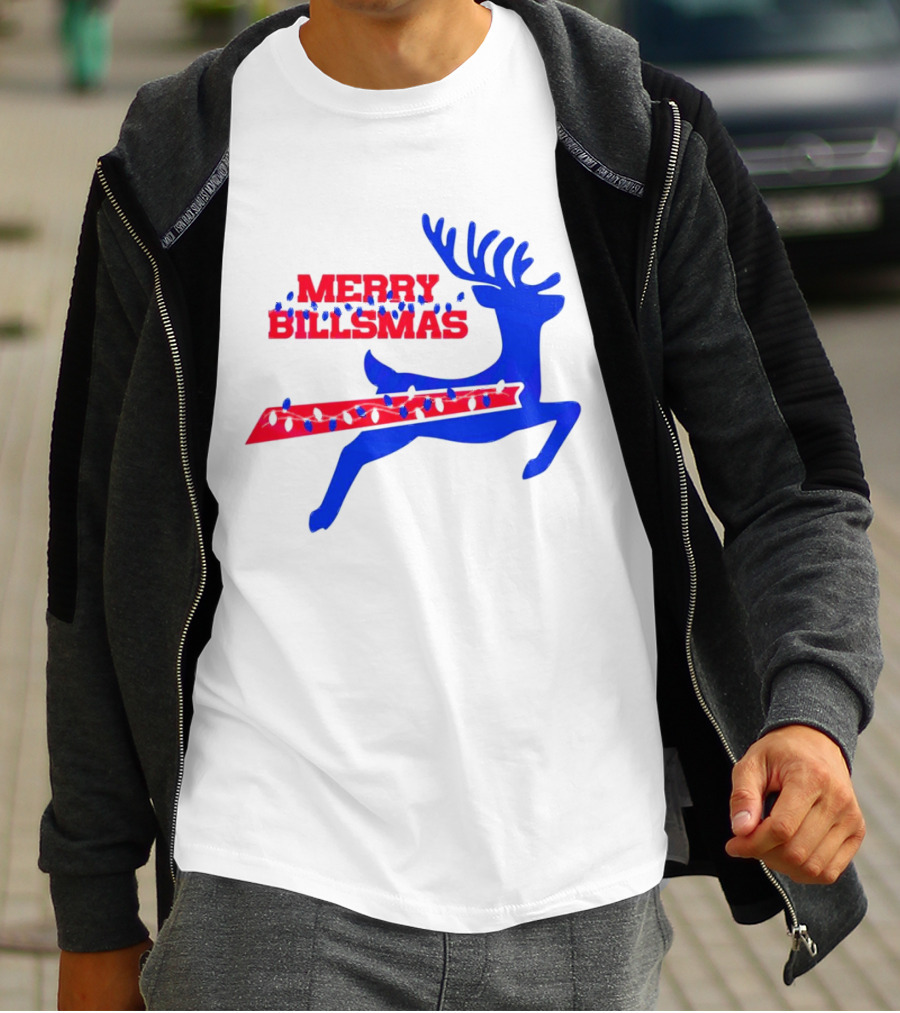 Merry Billsmas Reindeer Xmas Lights Buffalo T-Shirt