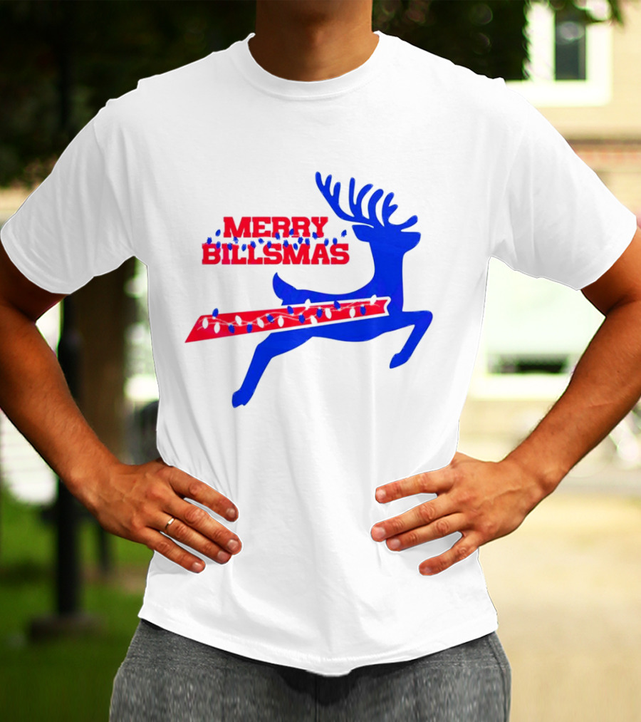 Merry Billsmas Reindeer Xmas Lights Buffalo T-Shirt