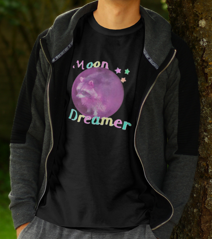 Moon Dreamer Raccoon Pastel Stars T-Shirt