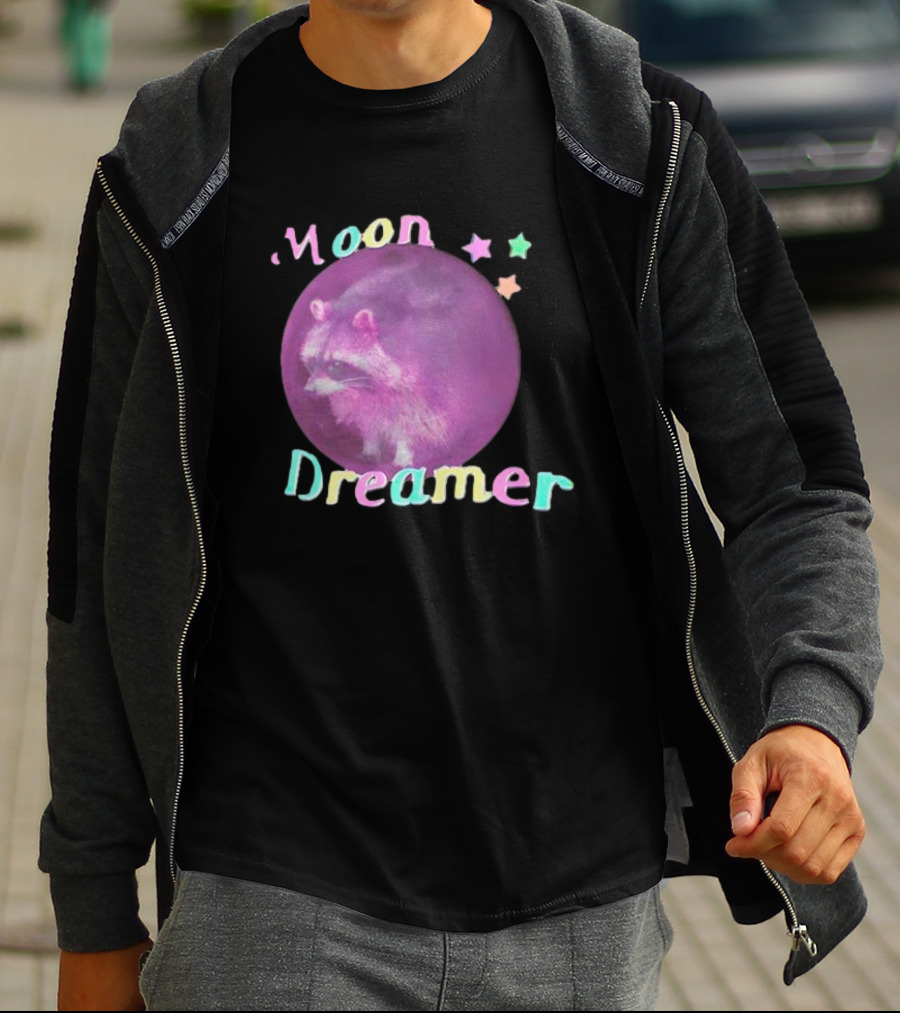 Moon Dreamer Raccoon Pastel Stars T-Shirt