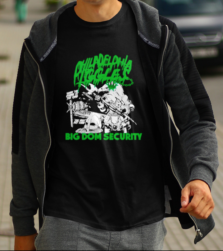 Philadelphia Iggles Big Dom Security Comic-Style Green T-Shirt