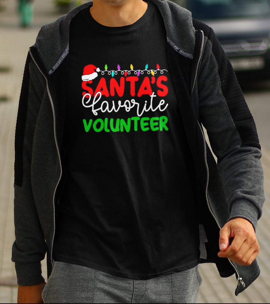 Santa's Favorite Volunteer Christmas Lights Hat T-Shirt